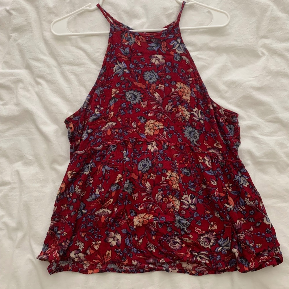 American Eagle - High Neck Floral Shirt